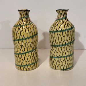 Gouda VTG Glossy Vases Signed Pair Futura Holland 6.5" Tall Rare MCM Porcelain